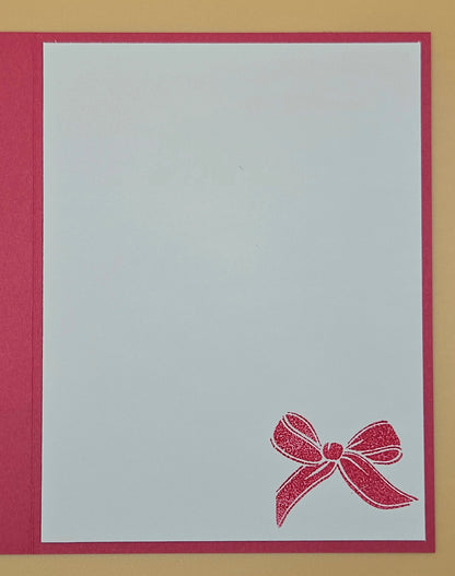 Handmade Christmas Card, Pink Watercolor Wreath Greeting Card, Pastel Holiday Keepsake