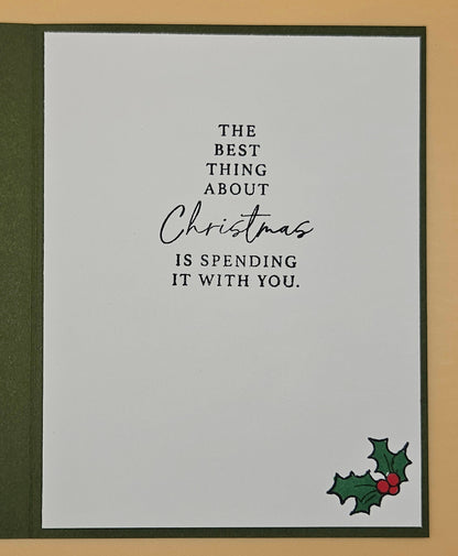 Handmade Christmas Card, Winnie the Pooh Holiday Greeting Card, Hand-Colored Bear Sled Presents Keepsake