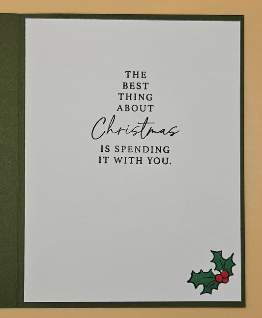 Handmade Christmas Card, Winnie the Pooh Holiday Greeting Card, Hand-Colored Bear Sled Presents Keepsake Tiddly Pom Cards