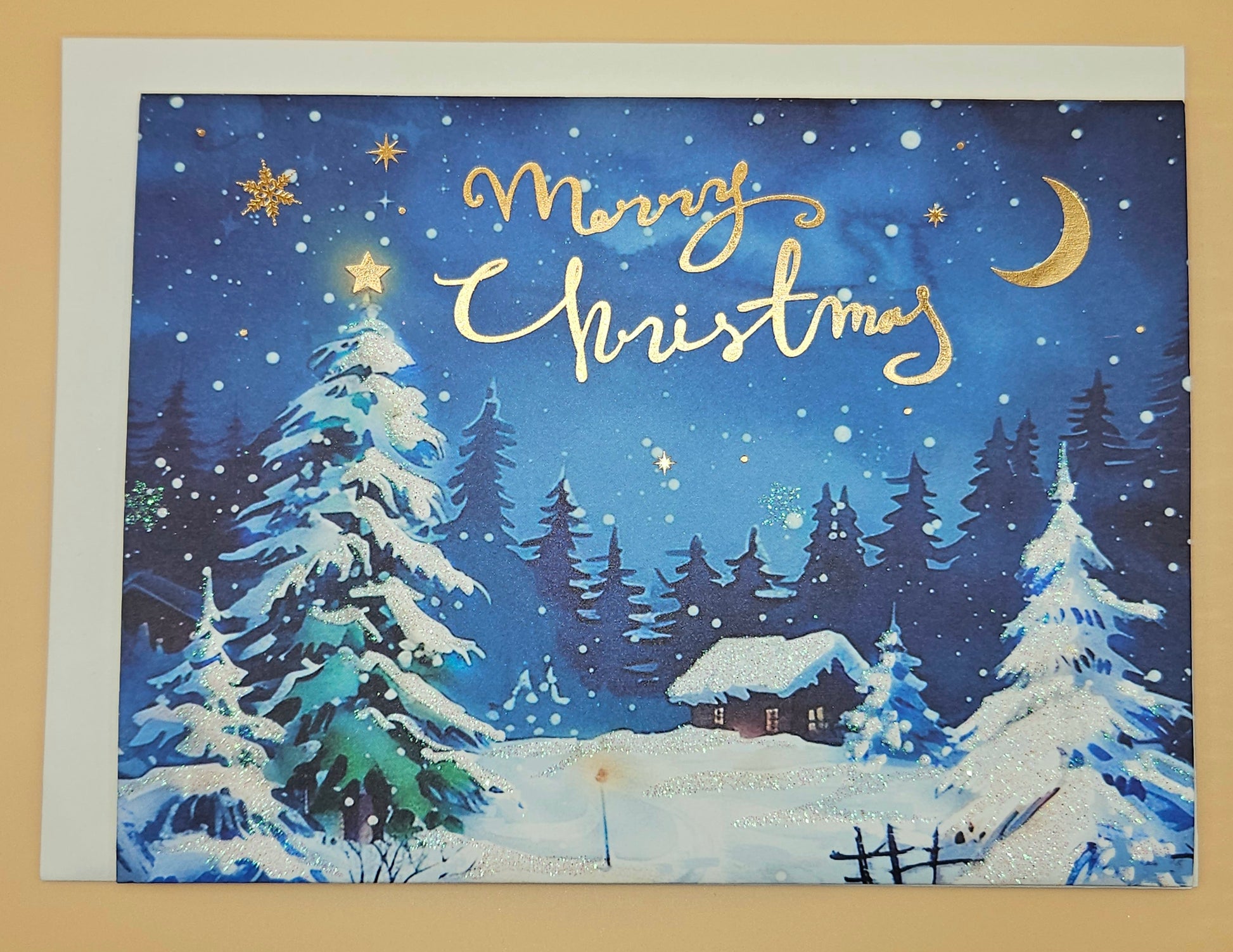 Pop-Up Christmas Card, Gift Card Holder Holiday Greeting, Gold Foil Season's Greetings, Winter Village Snowman Scene Tiddly Pom Cards