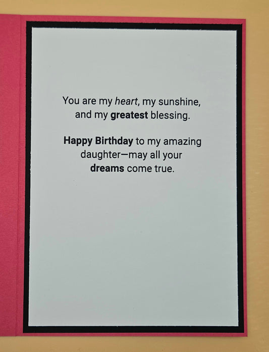 Birthday Card for Daughter, Handmade Watercolor Pastel Floral Greeting Card with Heartfelt Message, Card for Her