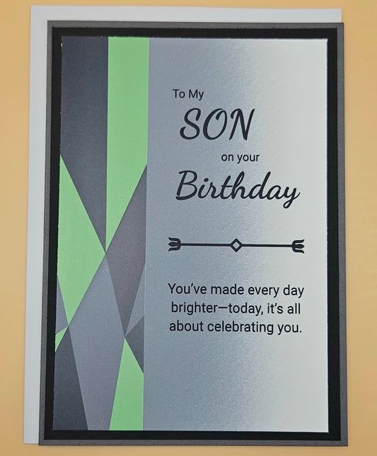Birthday Card for Son, Handmade Heartfelt Greeting Card for Him, Masculine Birthday Card