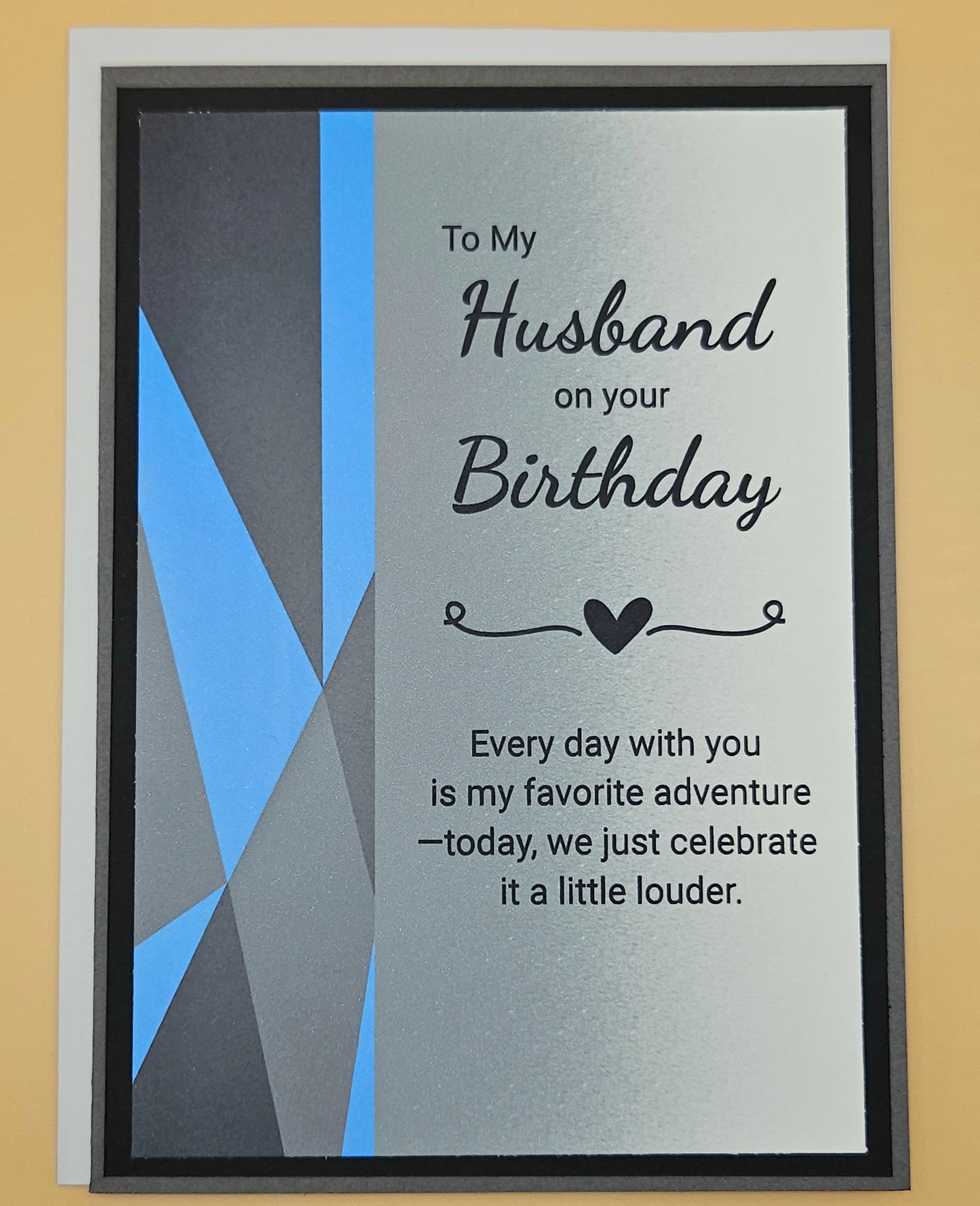Birthday Card for Husband, Handmade Romantic Greeting Card for Him, Blue Heartfelt Message Masculine Card
