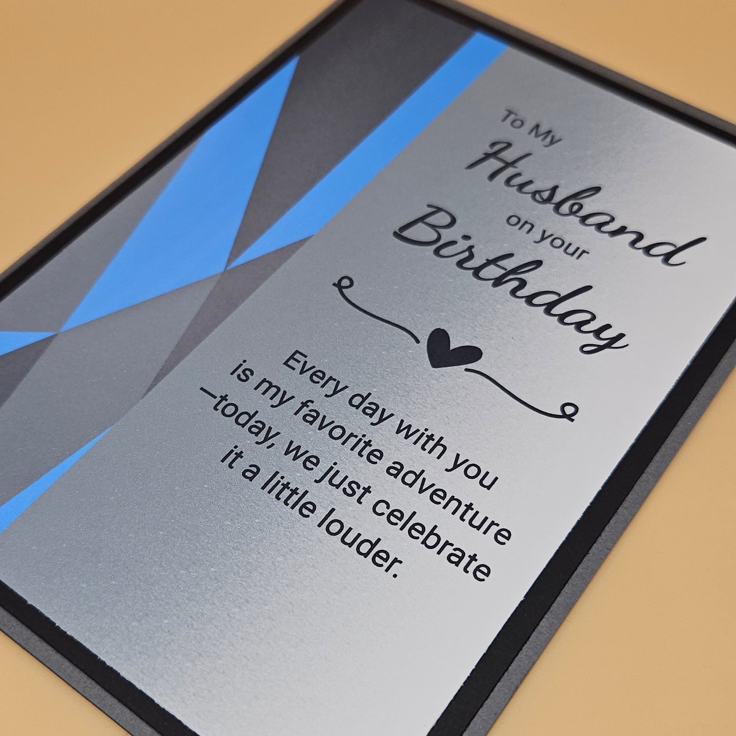 Birthday Card for Husband, Handmade Romantic Greeting Card for Him, Blue Heartfelt Message Masculine Card