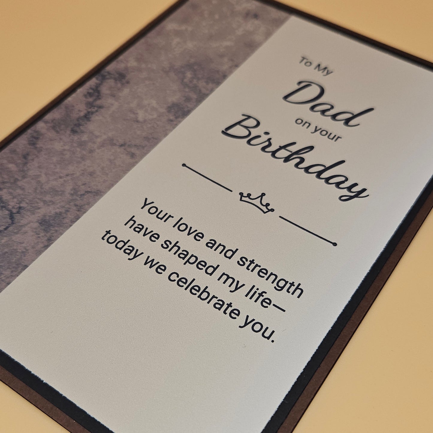 Birthday card for a father with heartfelt message on a beige background