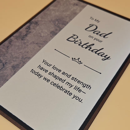 Birthday card for a father with heartfelt message on a beige background
