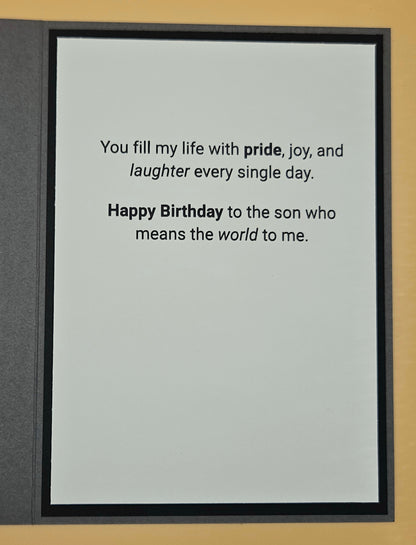 Birthday Card for Son, Handmade Green Geometric Masculine, Heartfelt Keepsake
