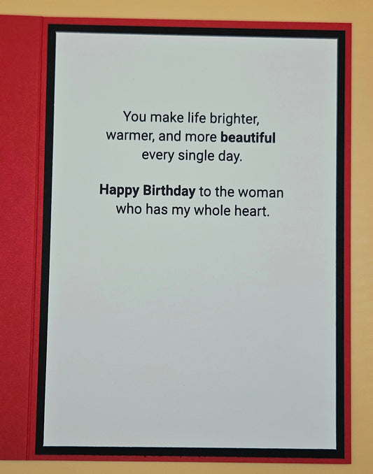 Birthday Card for Wife, Handmade Romantic Greeting Card, Heartfelt Message for Her, Pink Hearts