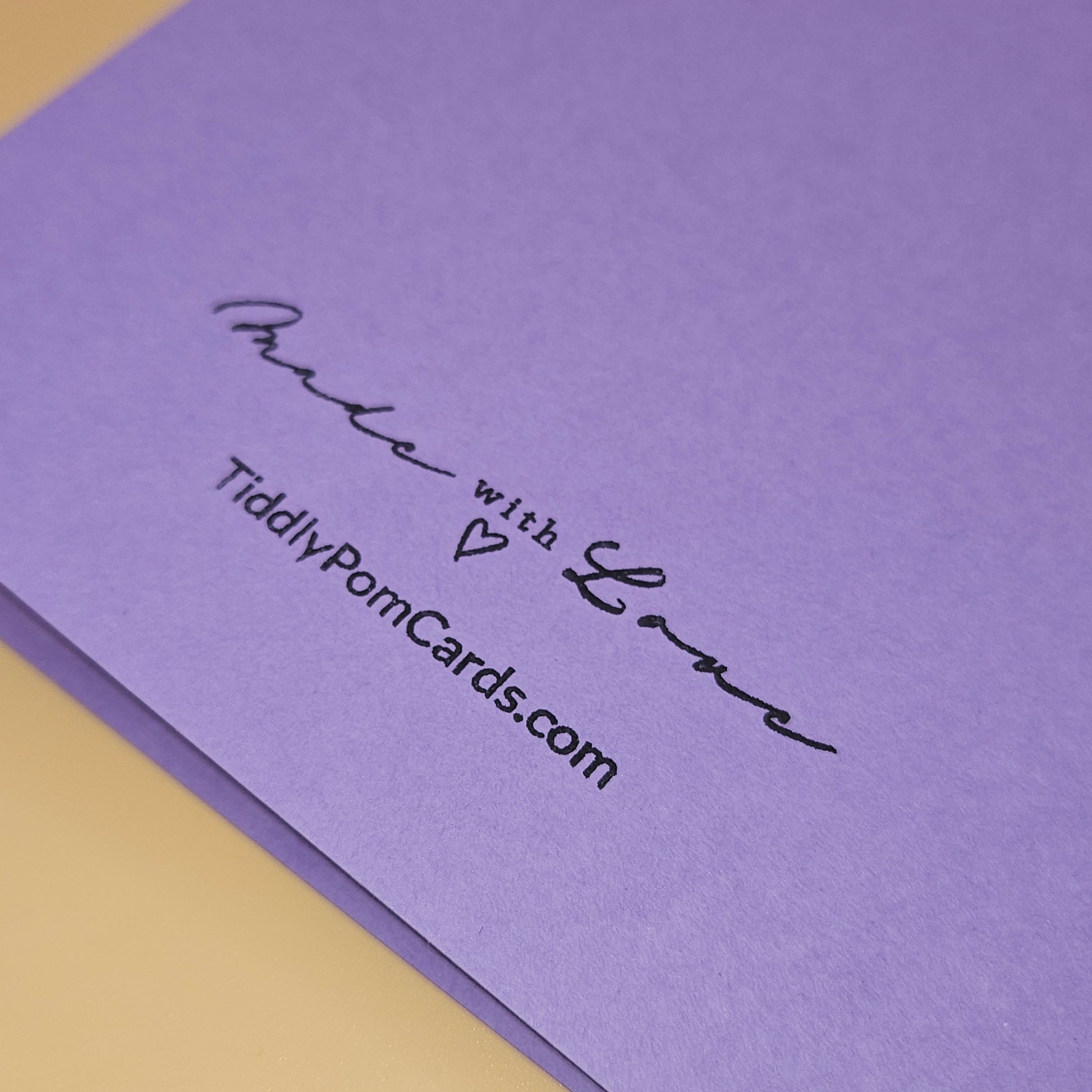 Purple card with 'Made with Love' and TiddlyPomCards.com text