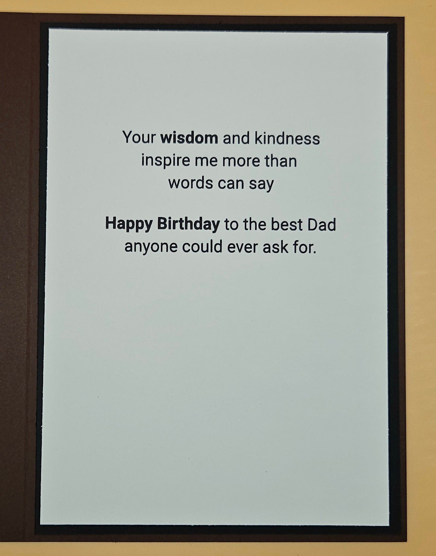 Framed birthday card for a father with text on a white background