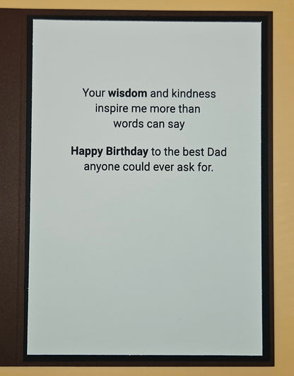 Framed birthday card for a father with text on a white background