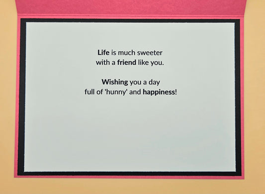 Greeting card with text on a pink border