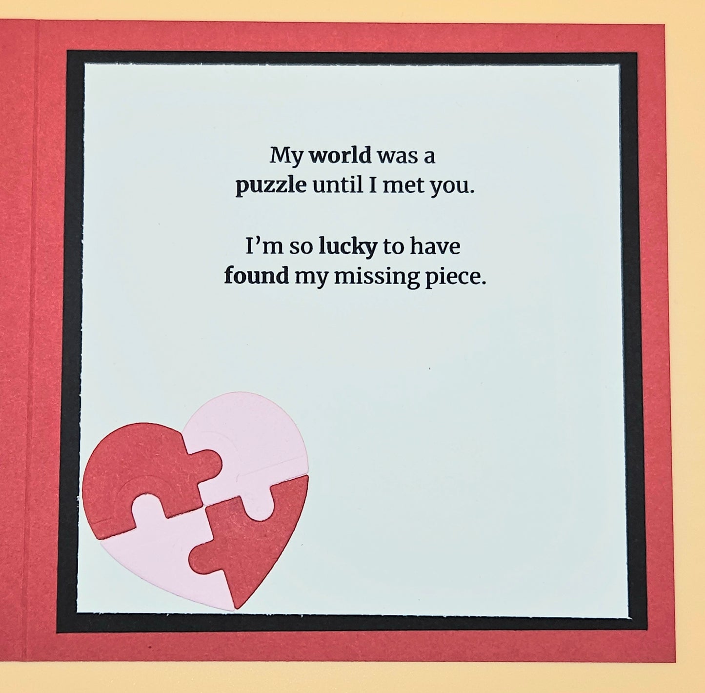 Valentine's Day Card, Handmade Love You to Pieces Puzzle Heart, Square Romantic Keepsake