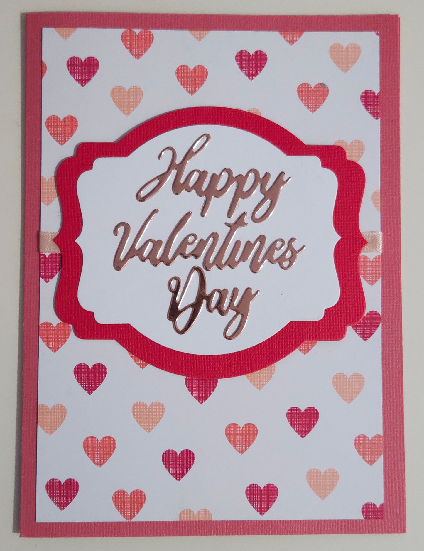 Valentine's Day Card, Handmade Die-Cut Gold Foil Red Hearts, Romantic Keepsake