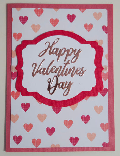 Valentine's Day Card, Handmade Die-Cut Gold Foil Red Hearts, Romantic Keepsake