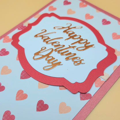 Valentine's Day Card, Handmade Die-Cut Gold Foil Red Hearts, Romantic Keepsake