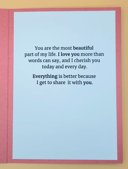 Valentine's Day Card, Handmade Die-Cut Gold Foil Red Hearts, Romantic Keepsake