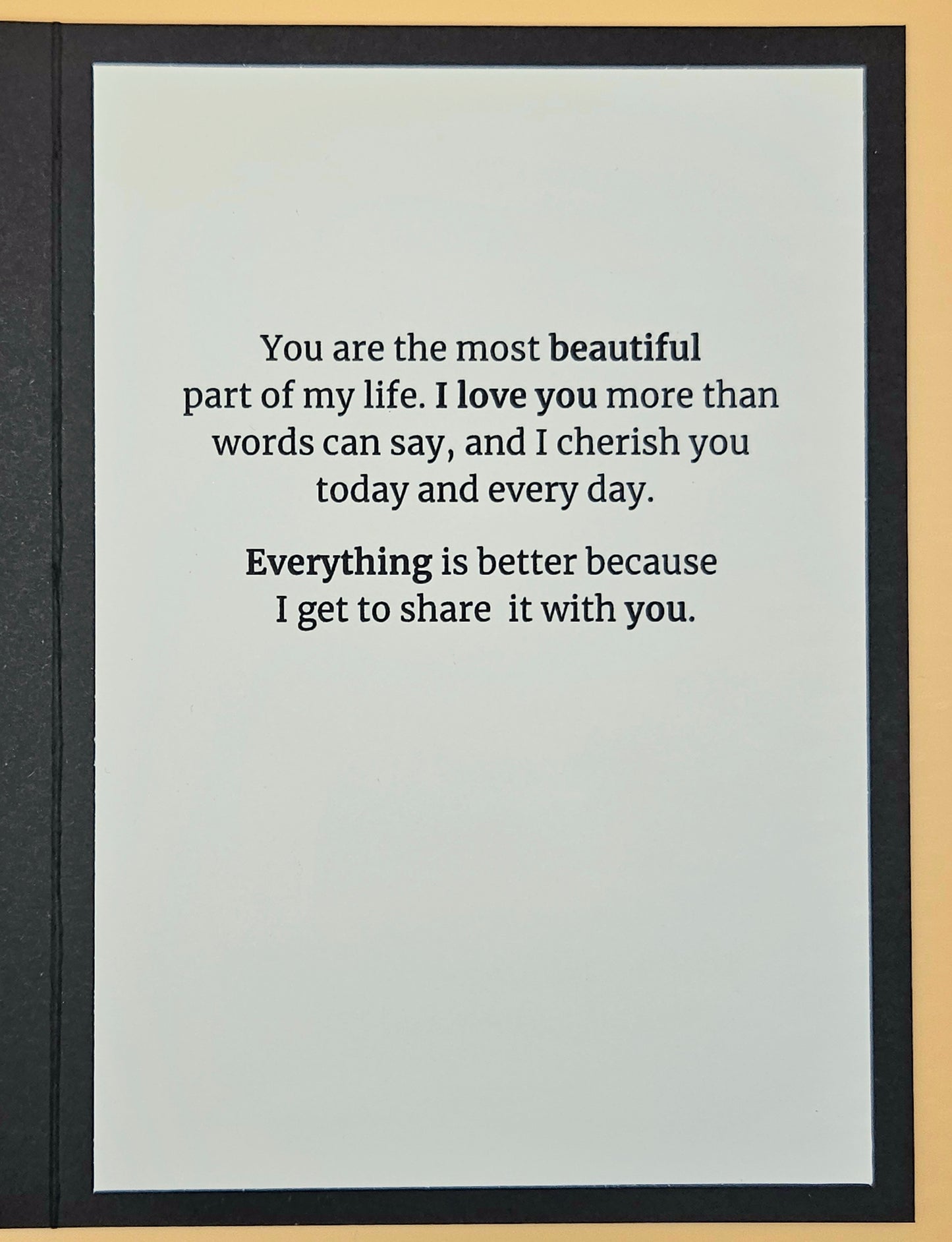 Card with romantic message on a plain background