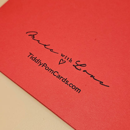 Handmade Valentine's Day Card, Hand-Colored Red and Black Hearts Keepsake Greeting Card