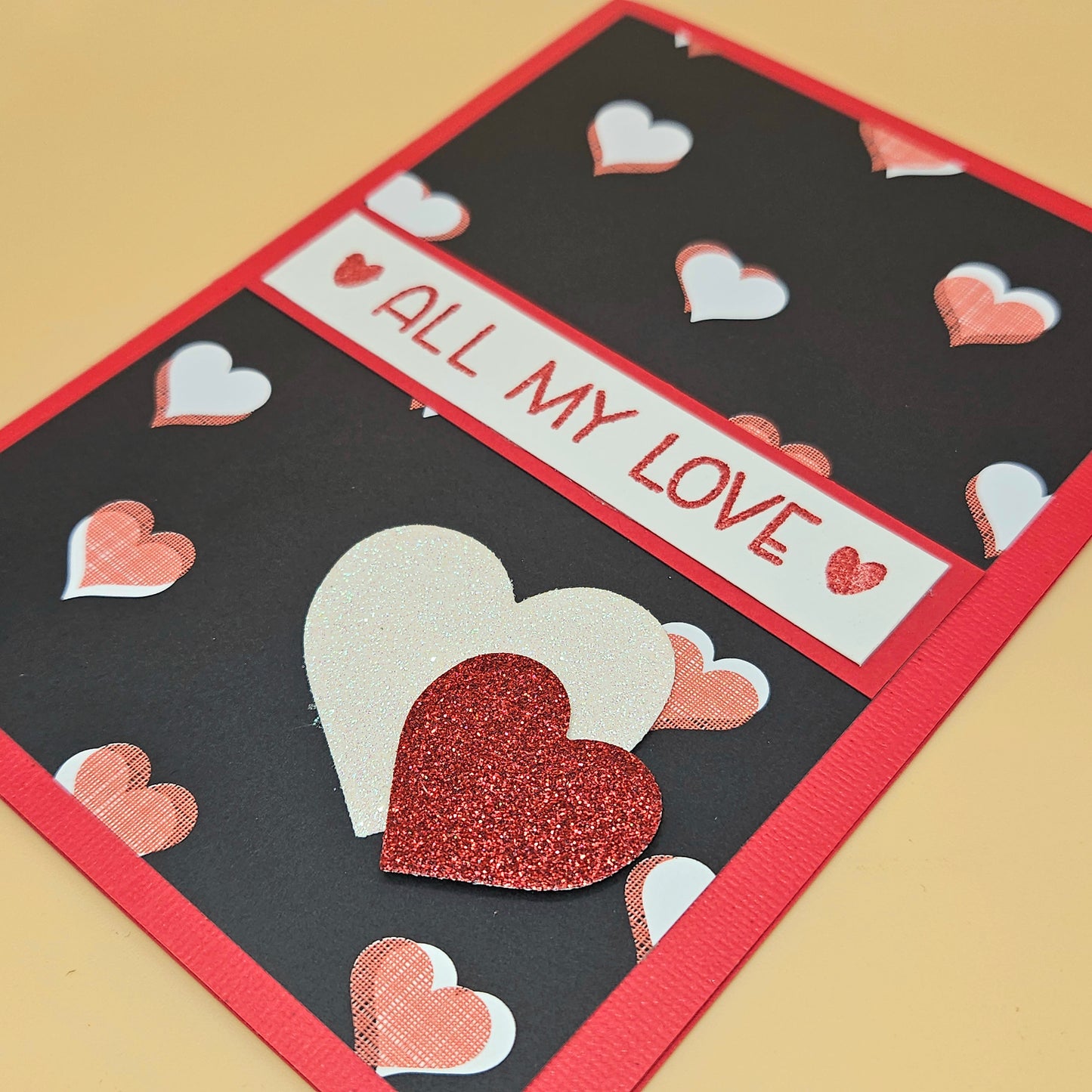 Handmade Valentine's Day Card, "All My Love" Heart, Romantic Keepsake Greeting Card