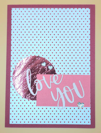 Romantic Love Card, Handmade Red and White Hearts, Valentines Day Anniversary Keepsake