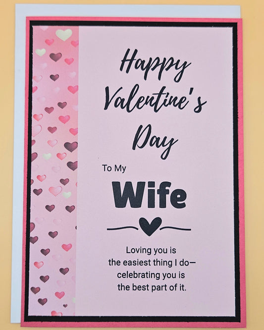 Valentine's Day Card for Wife, Handmade Romantic Floating Hearts Keepsake Greeting Card with Heartfelt Message