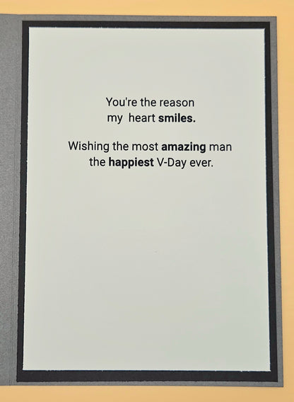 Framed card with Valentine's Day message on a beige background