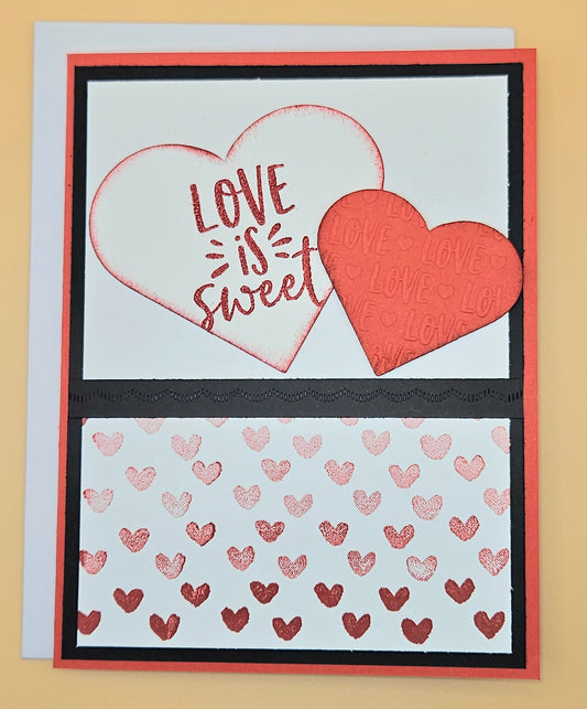 Handmade Romantic Card, Love is Sweet Keepsake Greeting for Valentine's or Anniversary