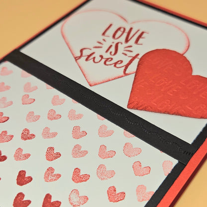 Handmade Romantic Card, Love is Sweet Keepsake Greeting for Valentine's or Anniversary