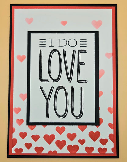 Romantic Card, Handmade I Do Love You Heart Pattern, Valentines Day Anniversary Keepsake, Blank Inside
