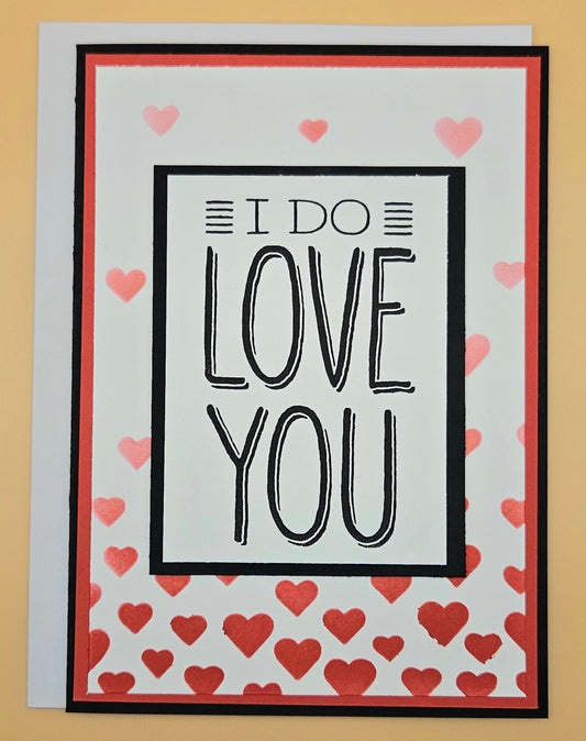 Romantic Greeting Card, Handmade Heart Pattern Anniversary or Valentine's Day Keepsake