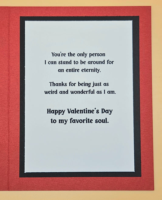 Gothic Valentine's Day Card, Handmade Black Cats Romantic Snarky Keepsake, "Til' Death"