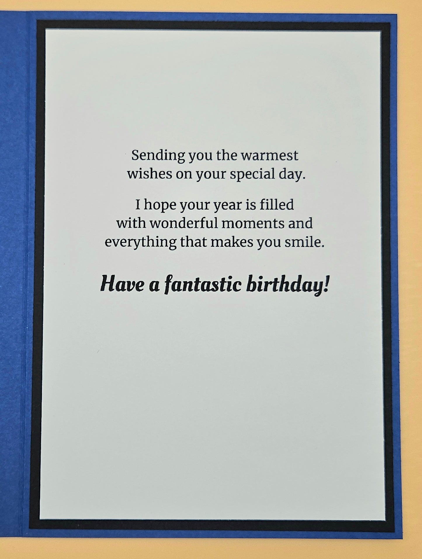 Birthday card with text on a blue border