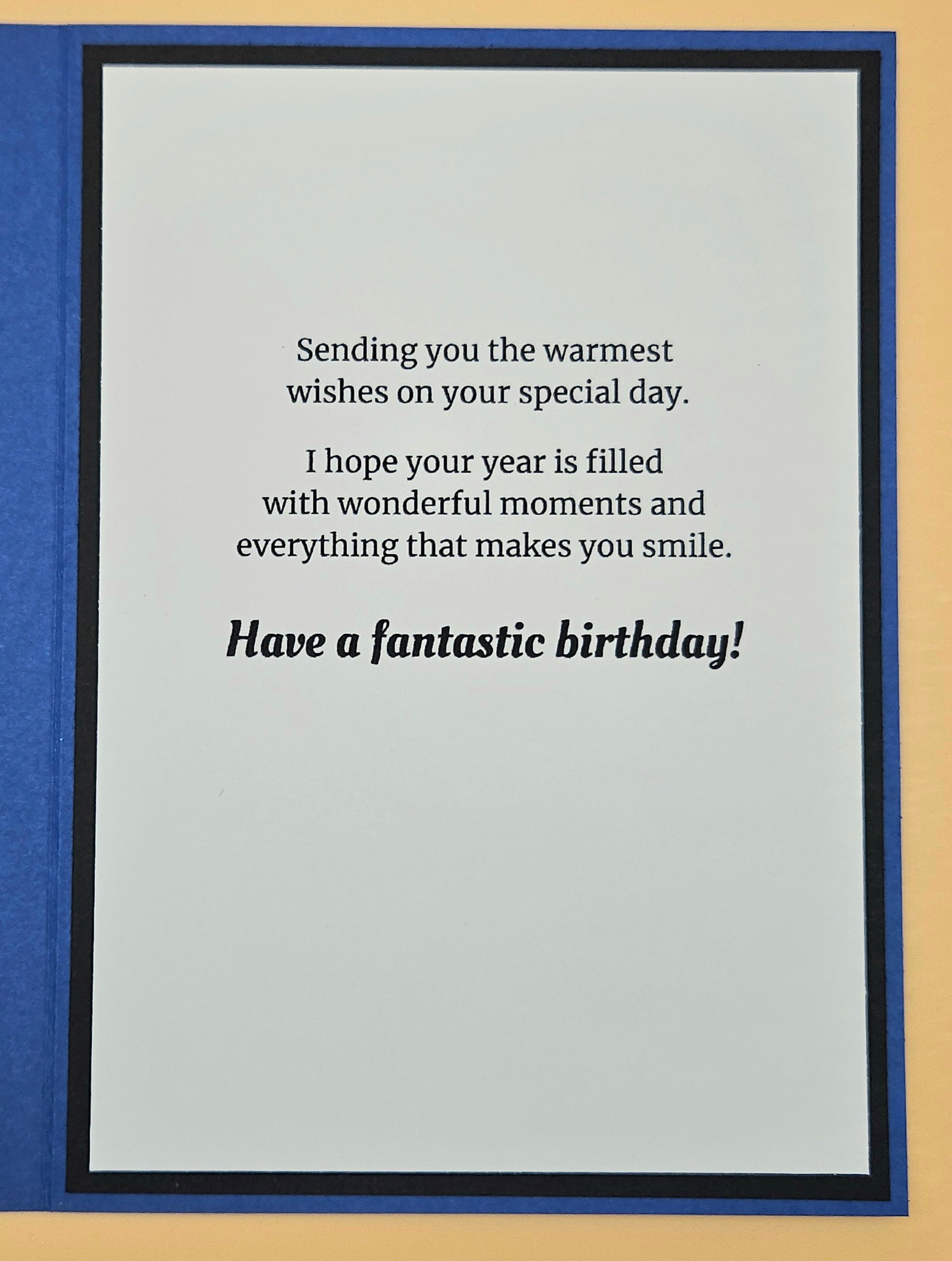Birthday card with text on a blue border
