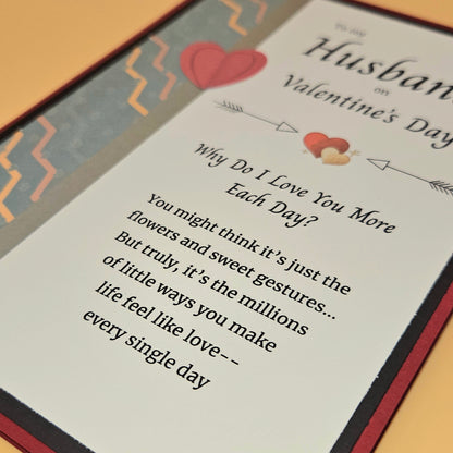 Valentine's Day Card for Husband, Handmade Romantic Heart and Arrow, Heartfelt Keepsake