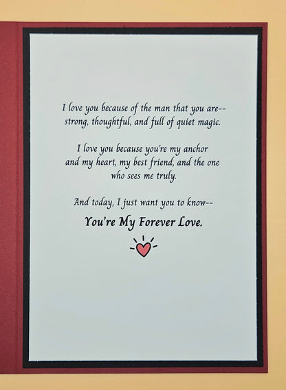 Valentine's Day Card for Husband, Handmade Romantic Heart and Arrow, Heartfelt Keepsake