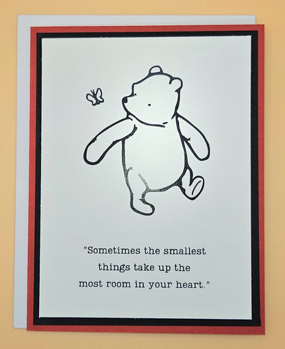 Winnie the Pooh Friendship Card, Handmade Blank Note Cards, Classic Pooh AA Milne Quote "Smallest Things"