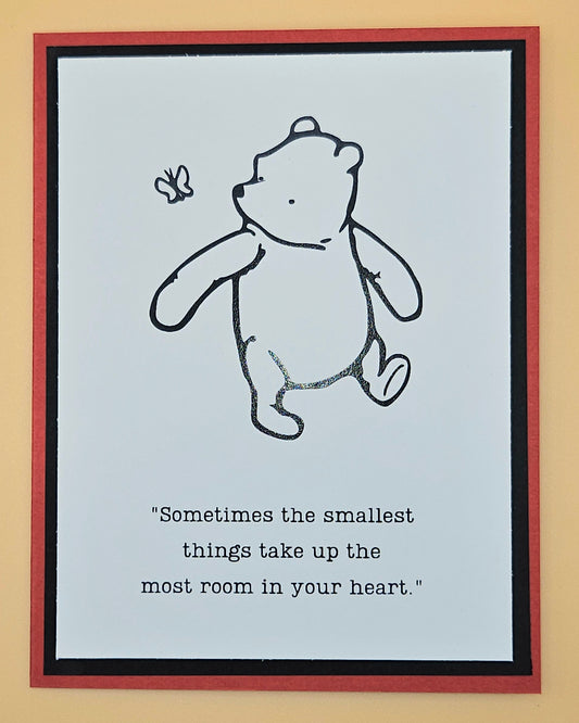 Winnie the Pooh Friendship Card, Handmade Blank Note Cards, Classic Pooh AA Milne Quote "Smallest Things"