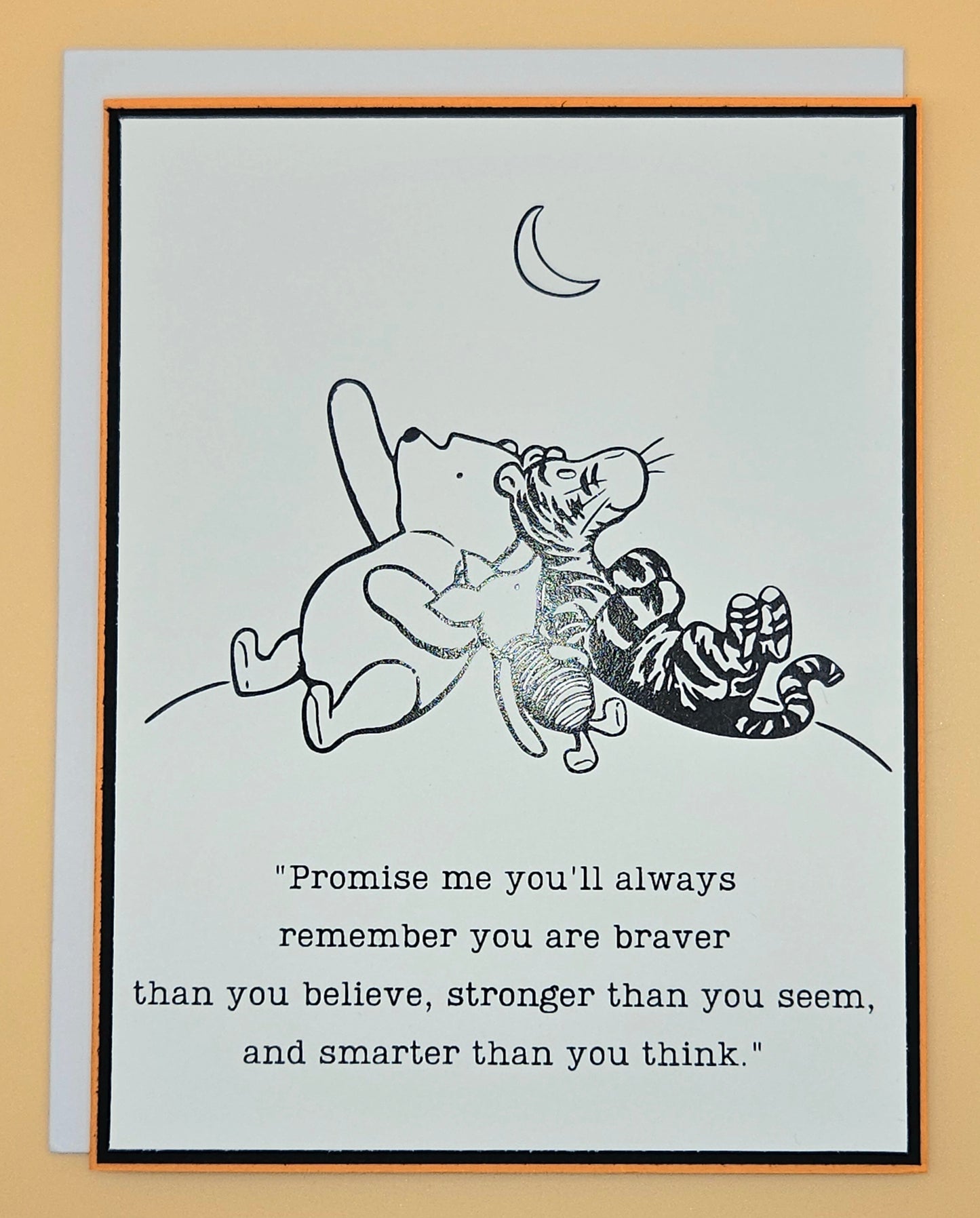 Winnie the Pooh Friendship Card, Handmade Blank Note Cards, Inspirational Classic Pooh AA Milne Quote "Brave Strong Smart"