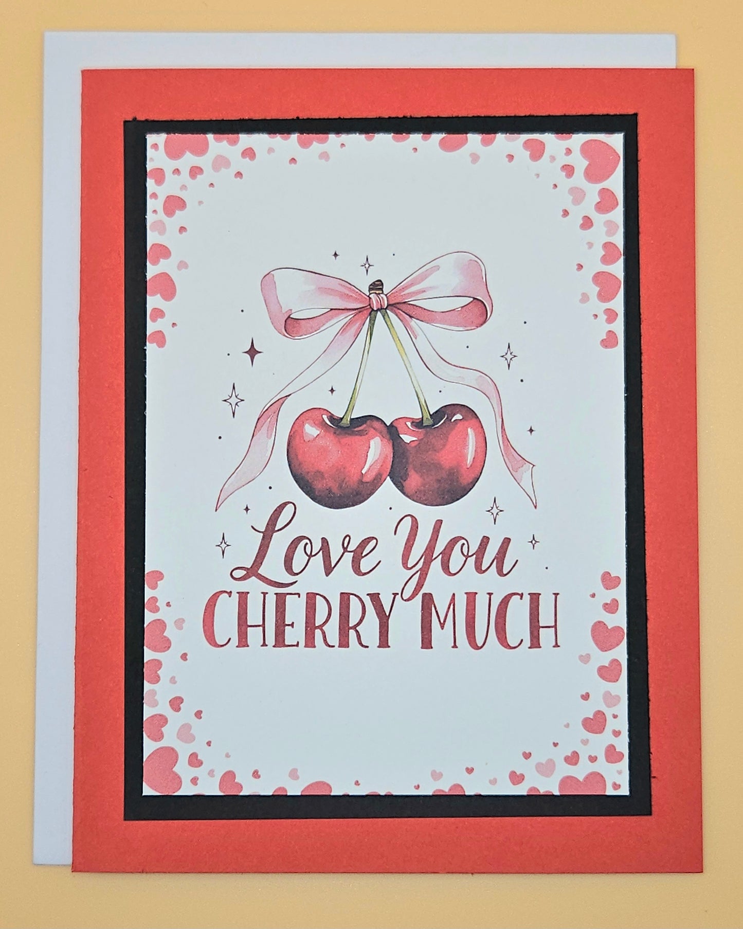 Valentine's Day Card, Handmade Love You Cherry Much, Romantic Keepsake