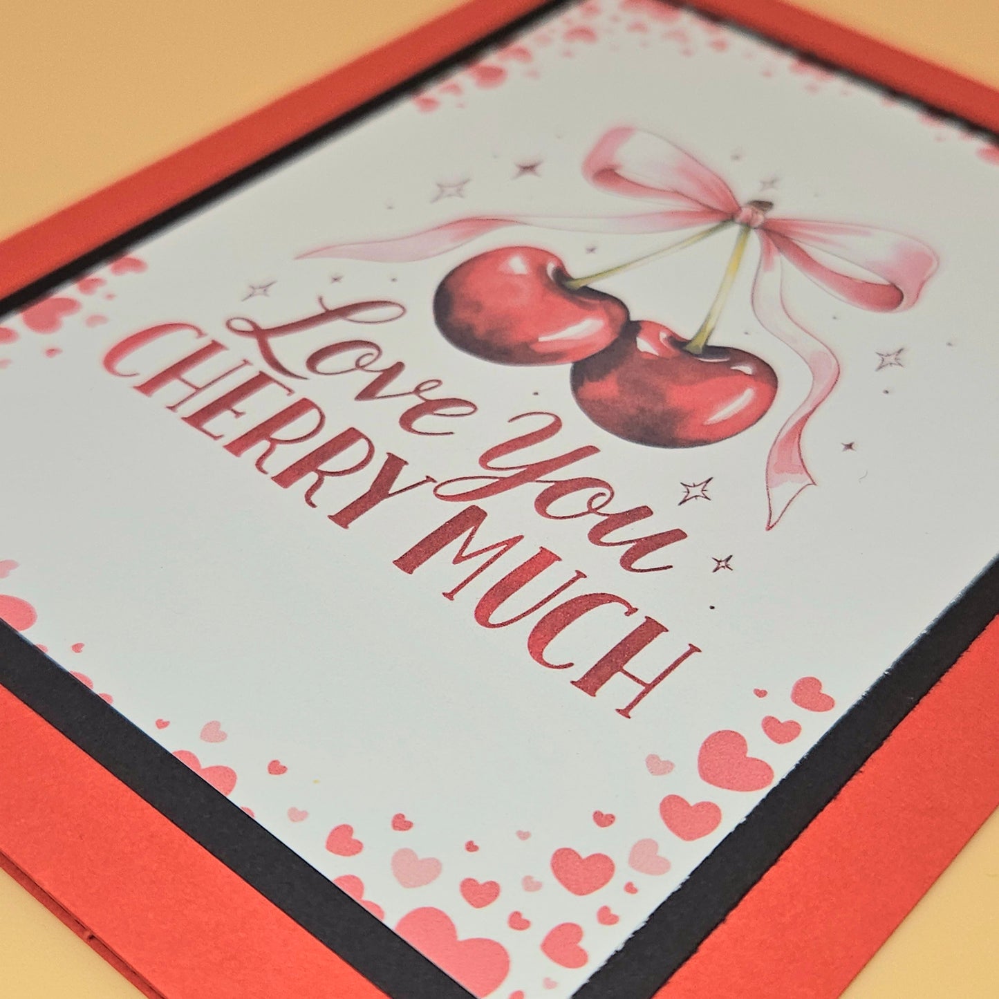Valentine's Day Card, Handmade Love You Cherry Much, Romantic Keepsake