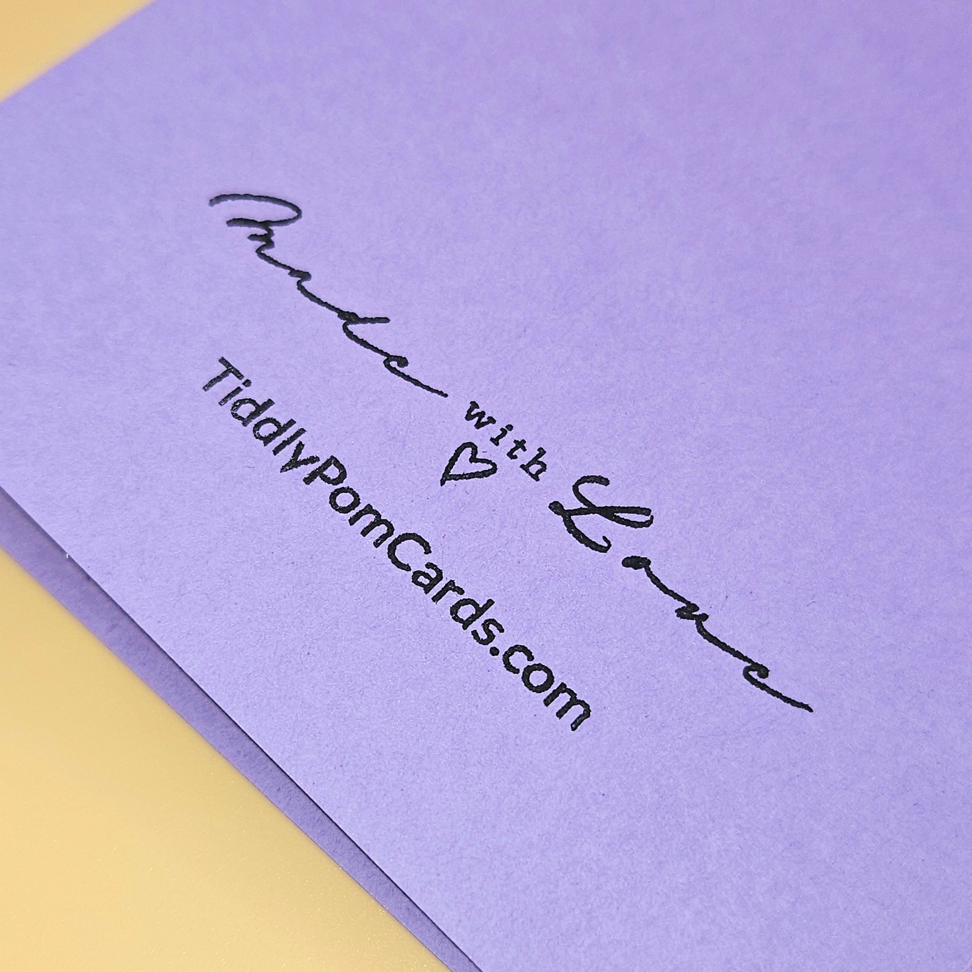 Purple card with 'Made with Love' and TiddlyPomCards.com text