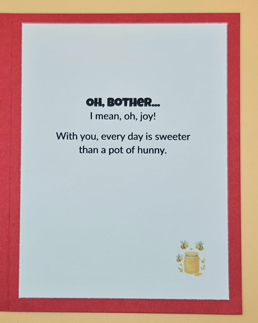 Winnie the Pooh Friendship Card, Handmade Love Keepsake Greeting Card, “You’re the Honey to My Heart”