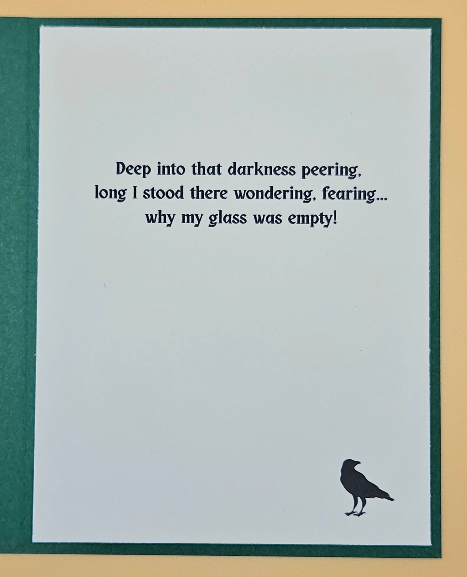 Card with a poem and a silhouette of a bird on a light gray background.