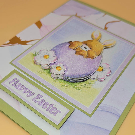 Handmade Easter Card, Pastel Easter Bunny 3D Decoupage Greeting Card Keepsake