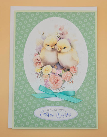 Easter Card, Handmade Easter Wishes Chicks 3D Decoupage, Spring Keepsake, Blank Inside