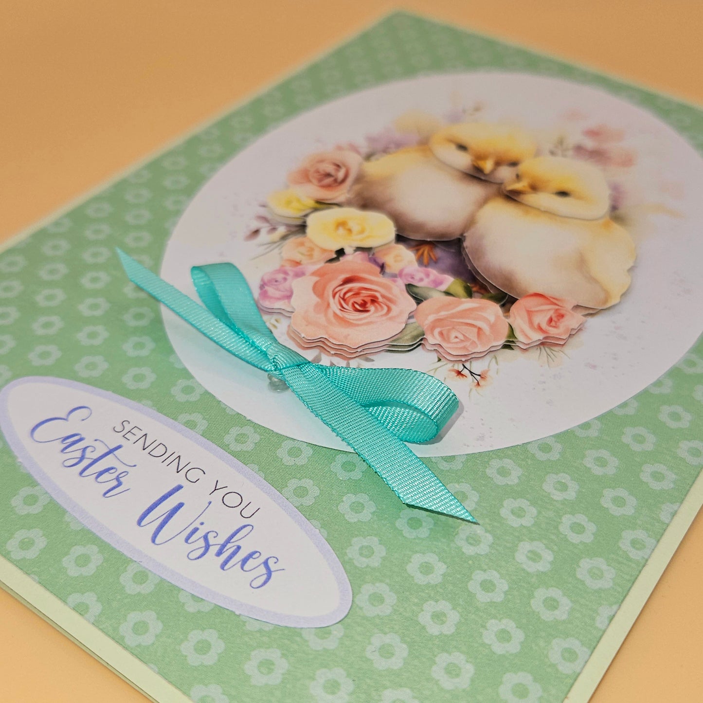 Easter Card, Handmade Easter Wishes Chicks 3D Decoupage, Spring Keepsake, Blank Inside