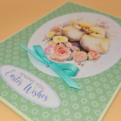 Easter Card, Handmade Easter Wishes Chicks 3D Decoupage, Spring Keepsake, Blank Inside