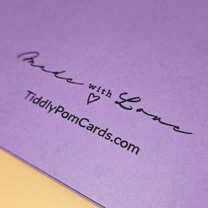 Purple card with 'Made with Love' and TiddlyPomCards.com text