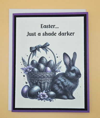 Gothic Easter Card, Handmade Dark Bunny Metallic Eggs, Spooky Spring Keepsake